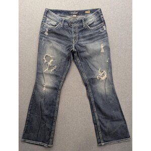 Silver Jeans Tuesday Slim Jeans Womens 16 L31 Blue Distressed Bootcut Denim